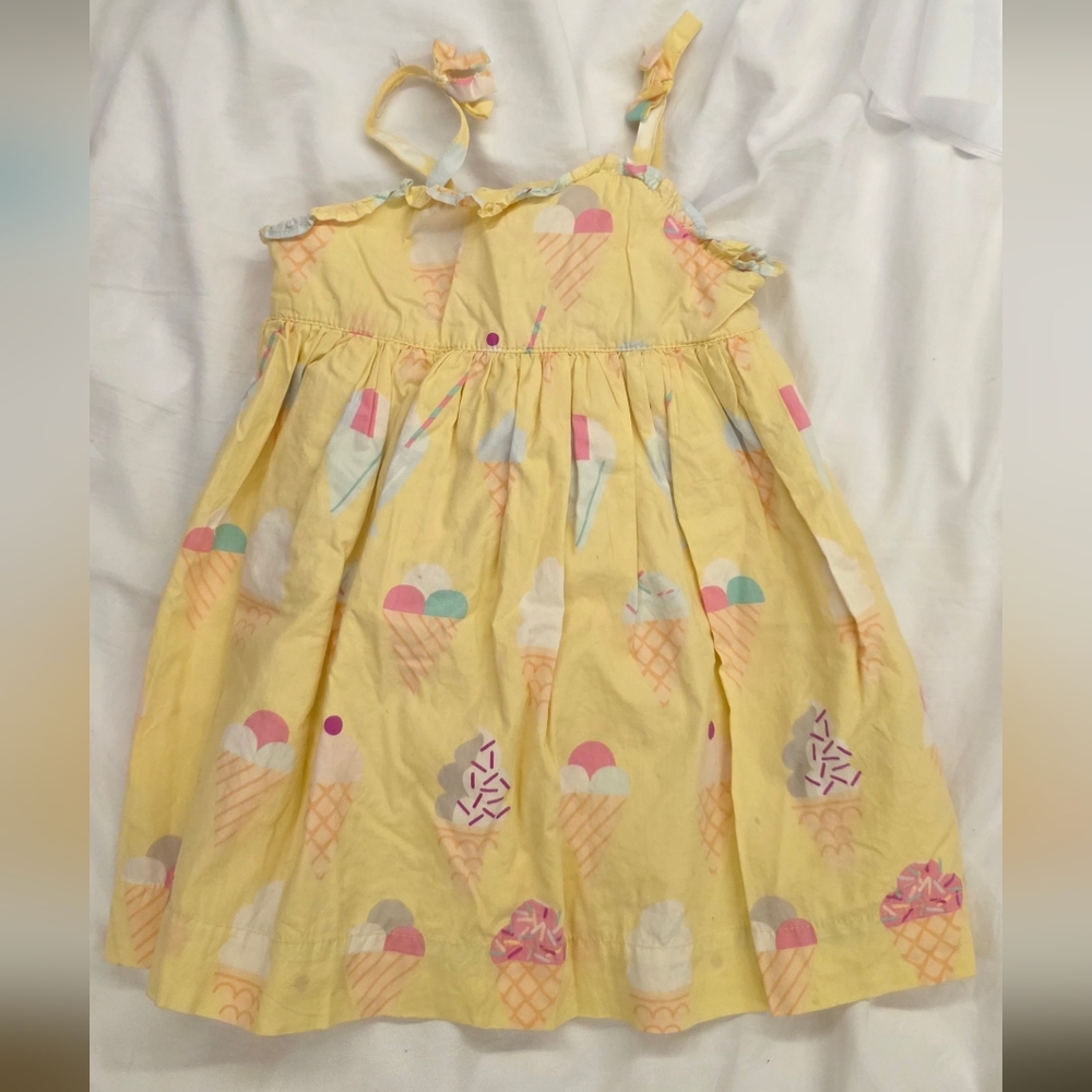 GAP Baby Ice Cream Print Dress Yellow 18-24M Summer Sundress Toddler Cotton